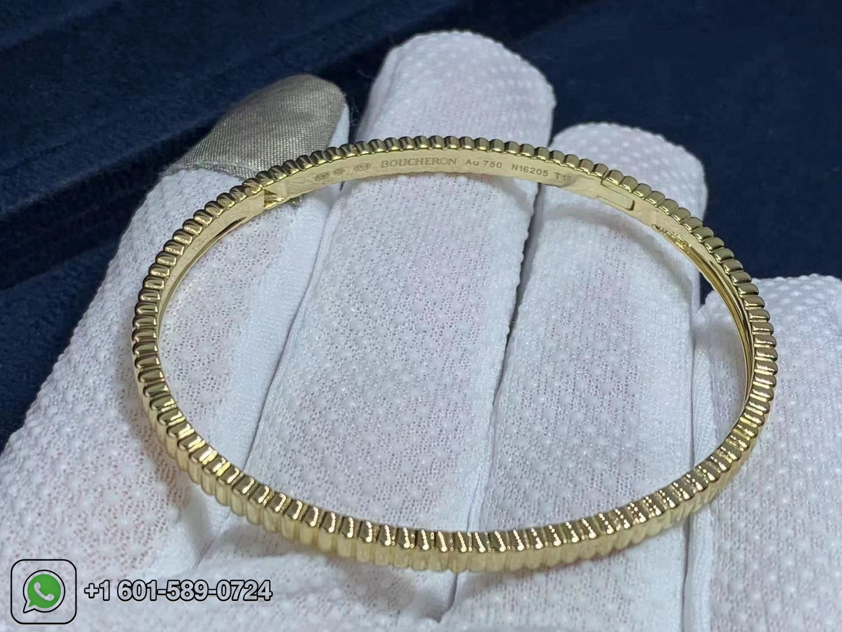 boucheron quatre grosgrain 18k yellow gold small model bangle jbt00748 3