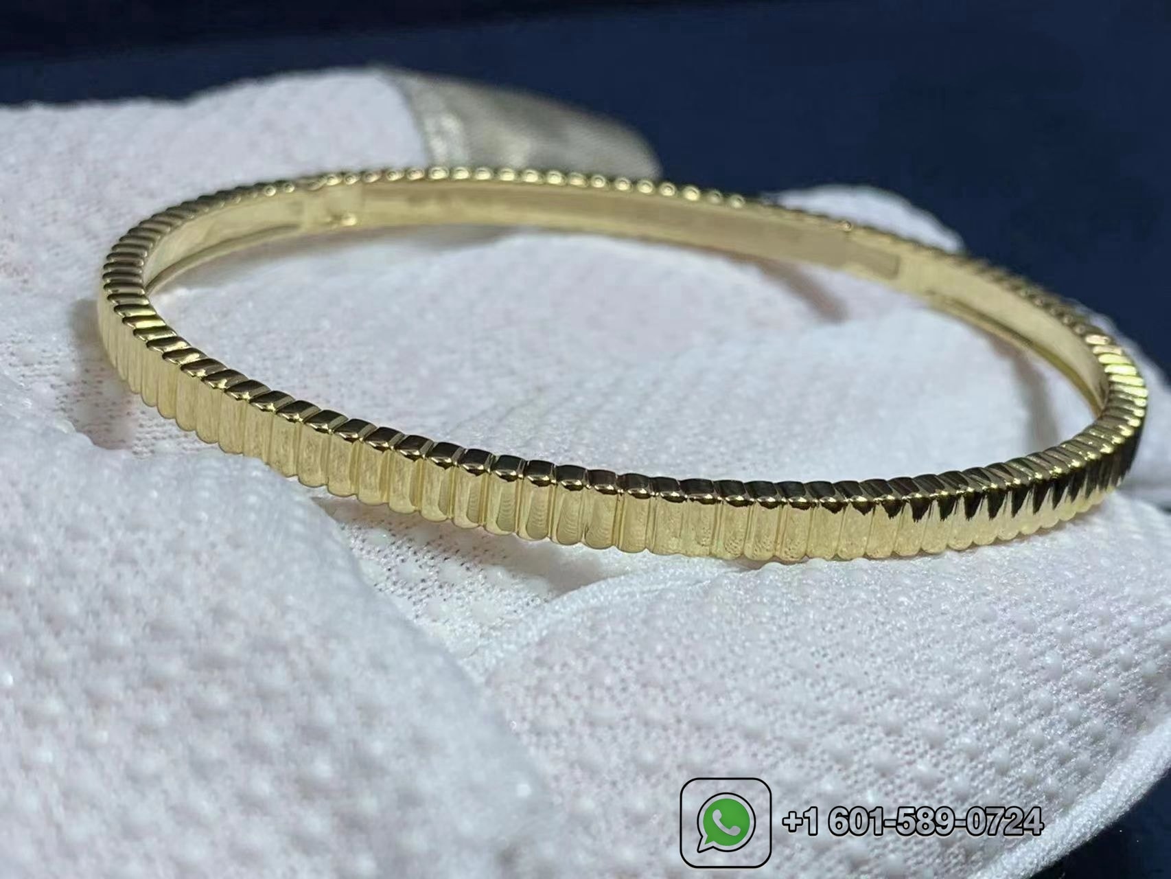 boucheron quatre grosgrain 18k yellow gold small model bangle jbt00748 4