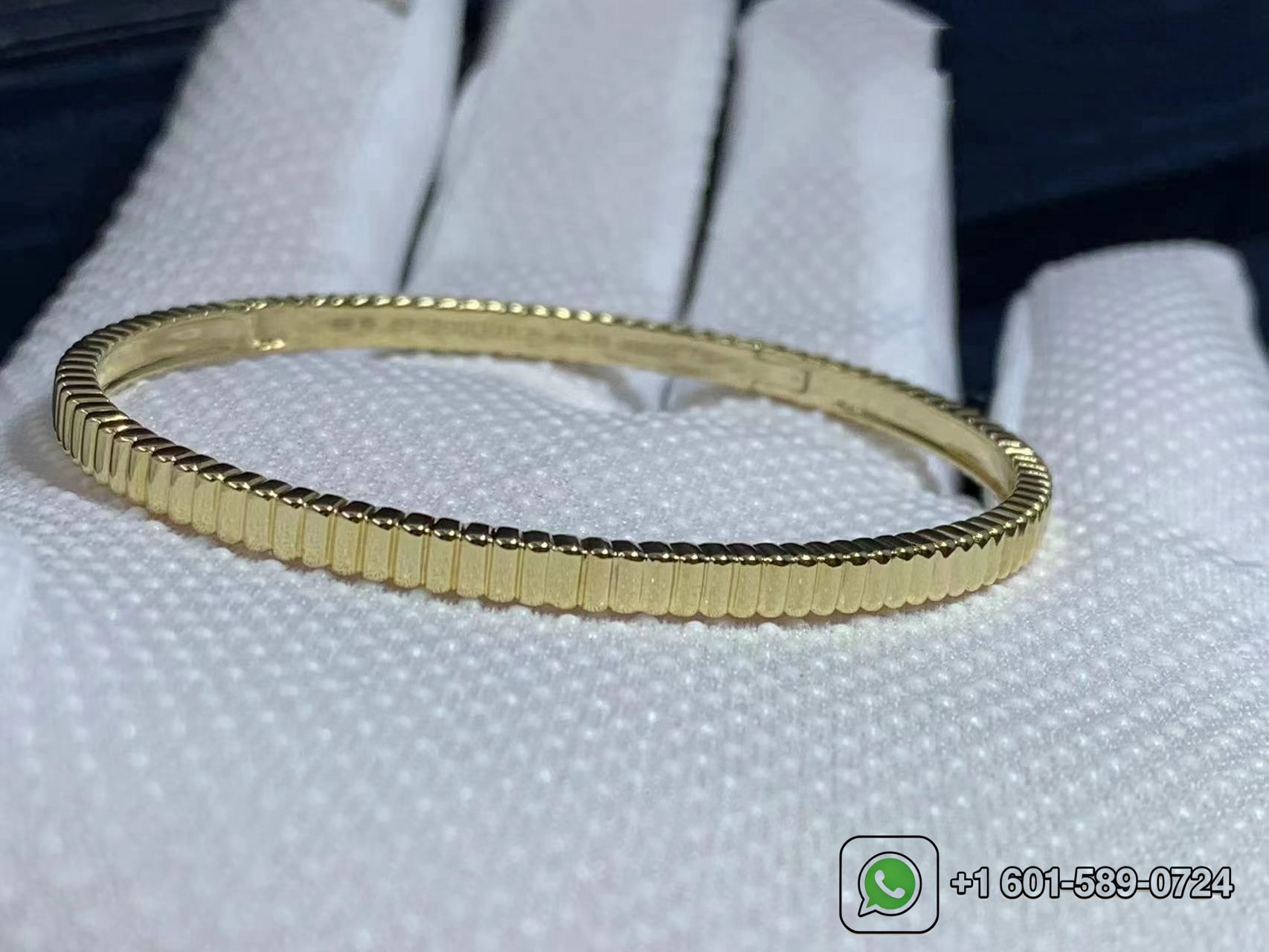 boucheron quatre grosgrain 18k yellow gold small model bangle jbt00748 5