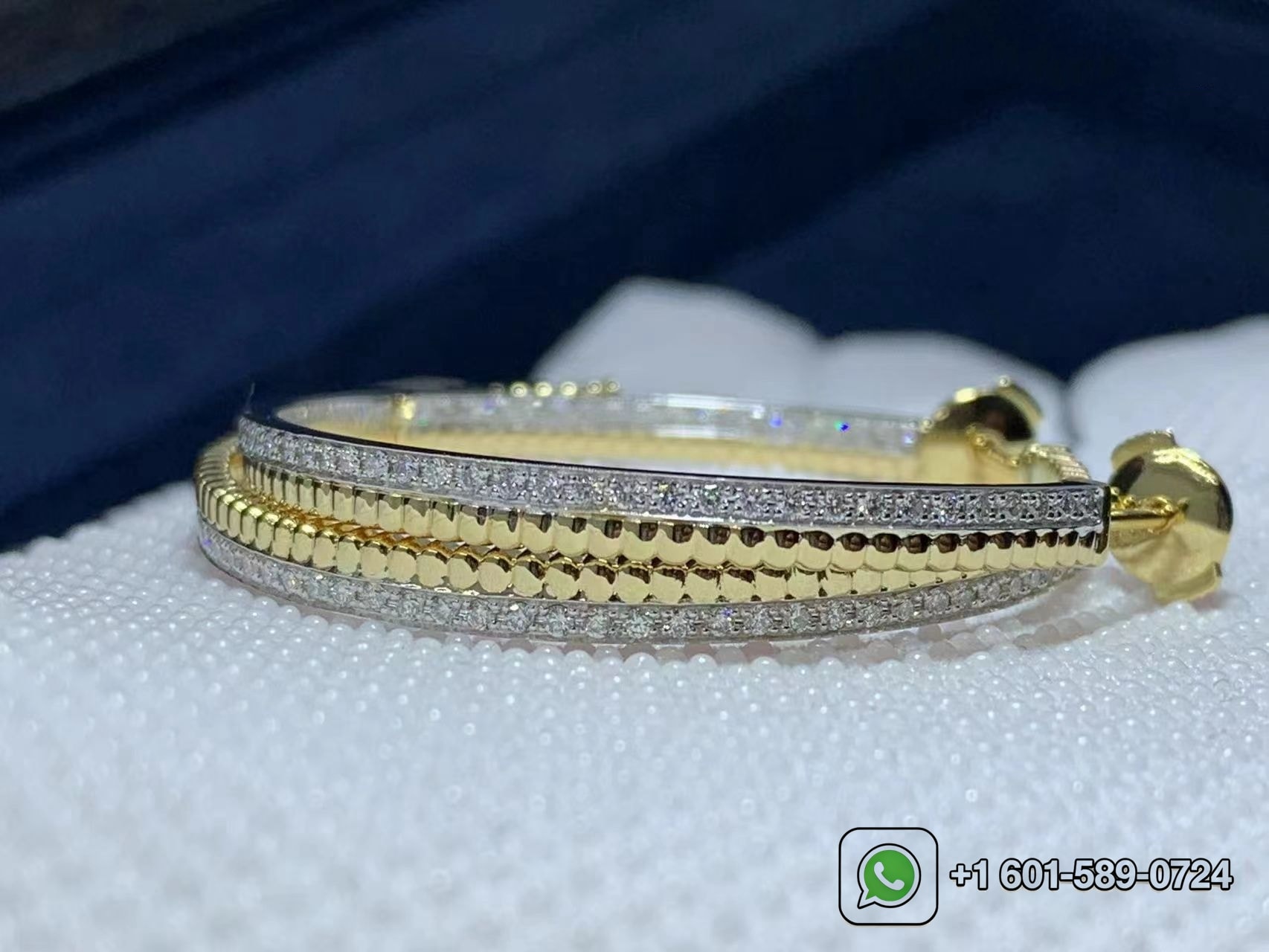boucheron quatre radiant 18k two tone gold diamond creole hoop earrings 1