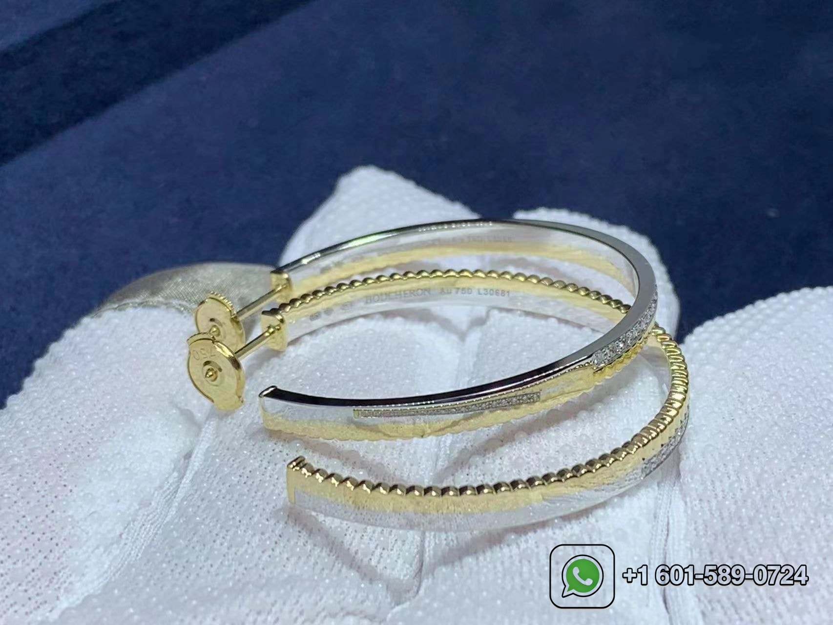 boucheron quatre radiant 18k two tone gold diamond creole hoop earrings 2