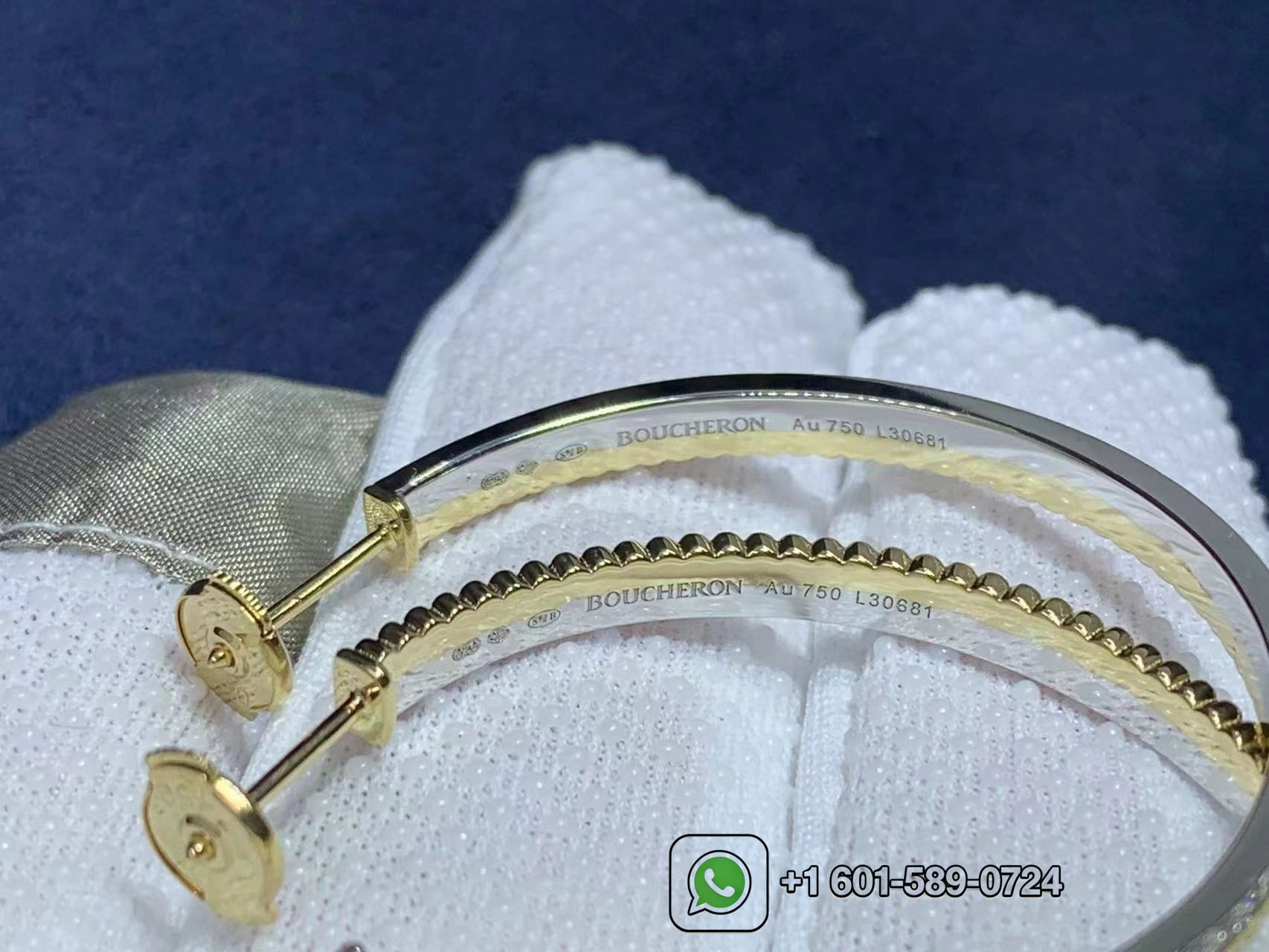 boucheron quatre radiant 18k two tone gold diamond creole hoop earrings 3