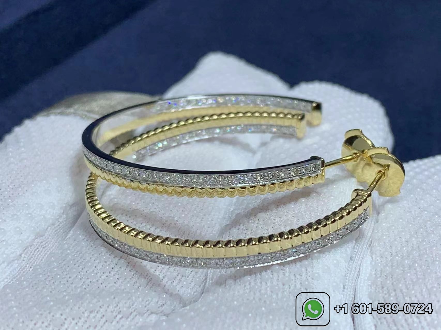 boucheron quatre radiant 18k two tone gold diamond creole hoop earrings 4