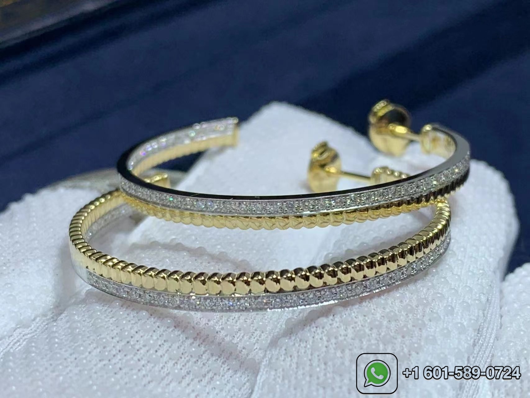 boucheron quatre radiant 18k two tone gold diamond creole hoop earrings 5