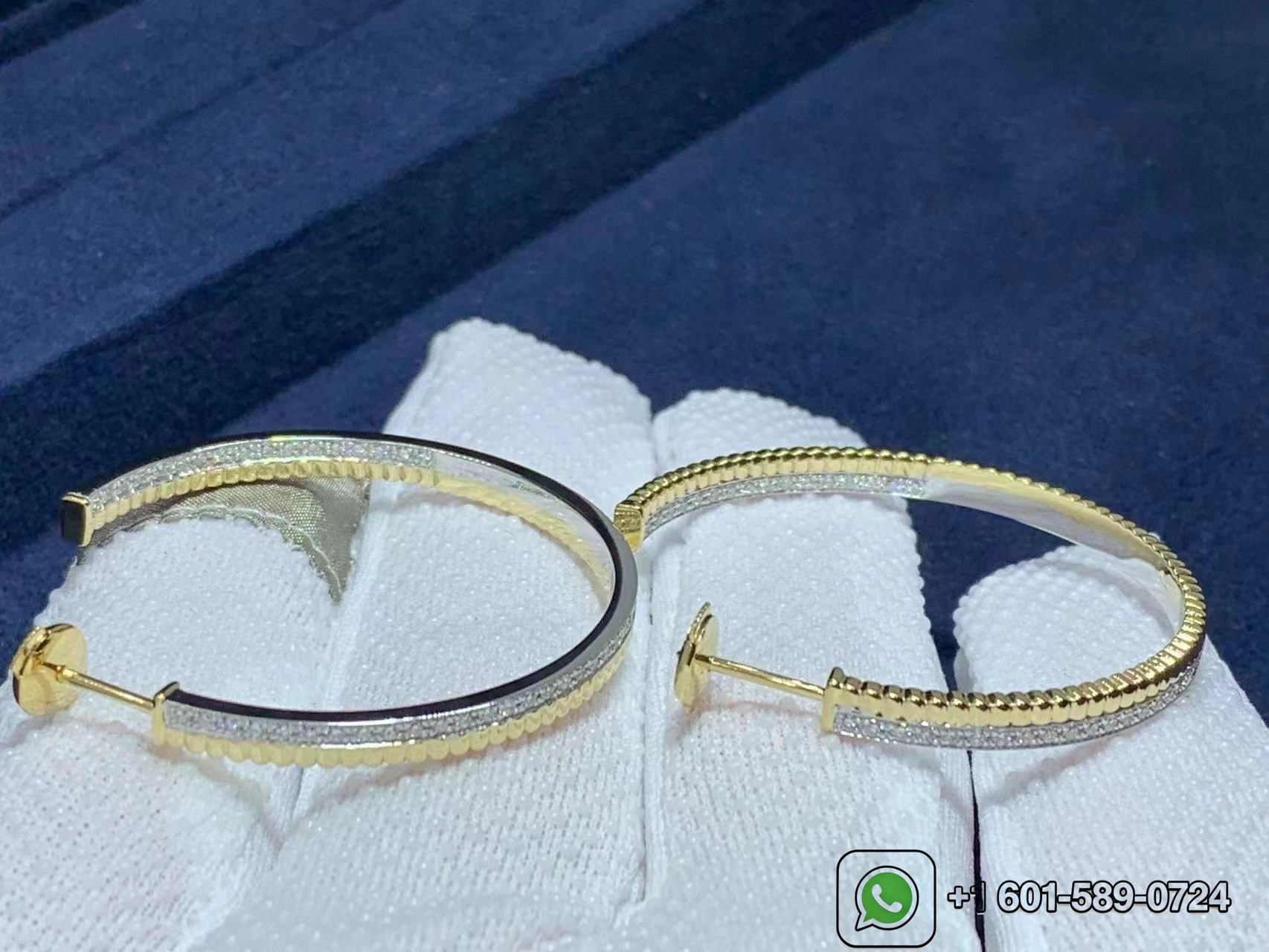 boucheron quatre radiant 18k two tone gold diamond creole hoop earrings 6