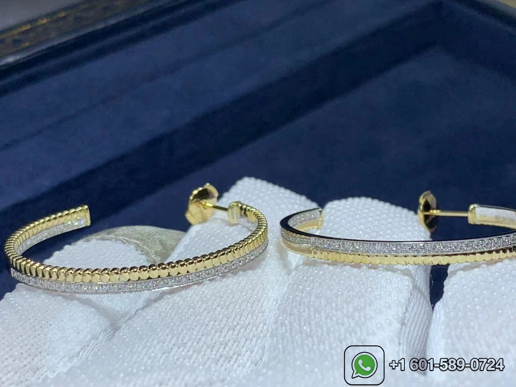 boucheron quatre radiant 18k two tone gold diamond creole hoop earrings 7
