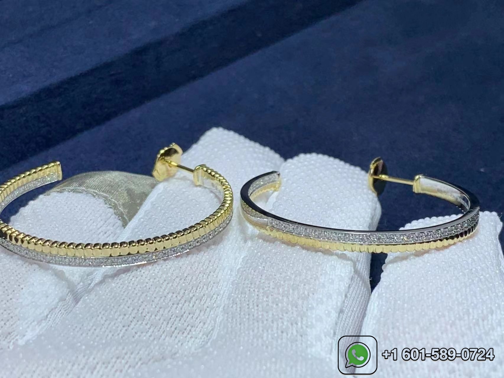 boucheron quatre radiant 18k two tone gold diamond creole hoop earrings 8
