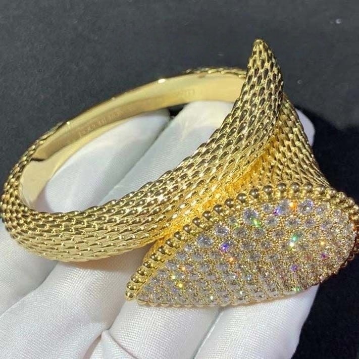 boucheron serpent boheme 18k yellow gold diamond bangle bracelet jbt00502m