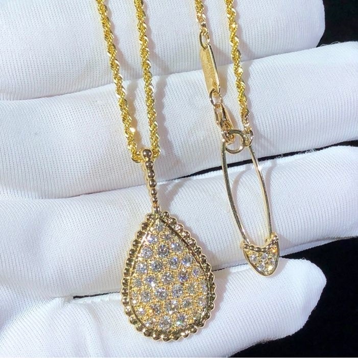 boucheron serpent boheme diamond l motif 18k yellow gold long necklace jcl00682
