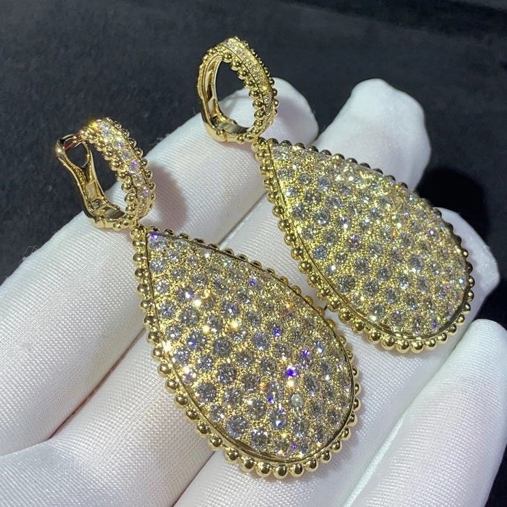 boucheron sleepers serpent boheme 18k yellow gold pave diamonds drop earrings jco01448