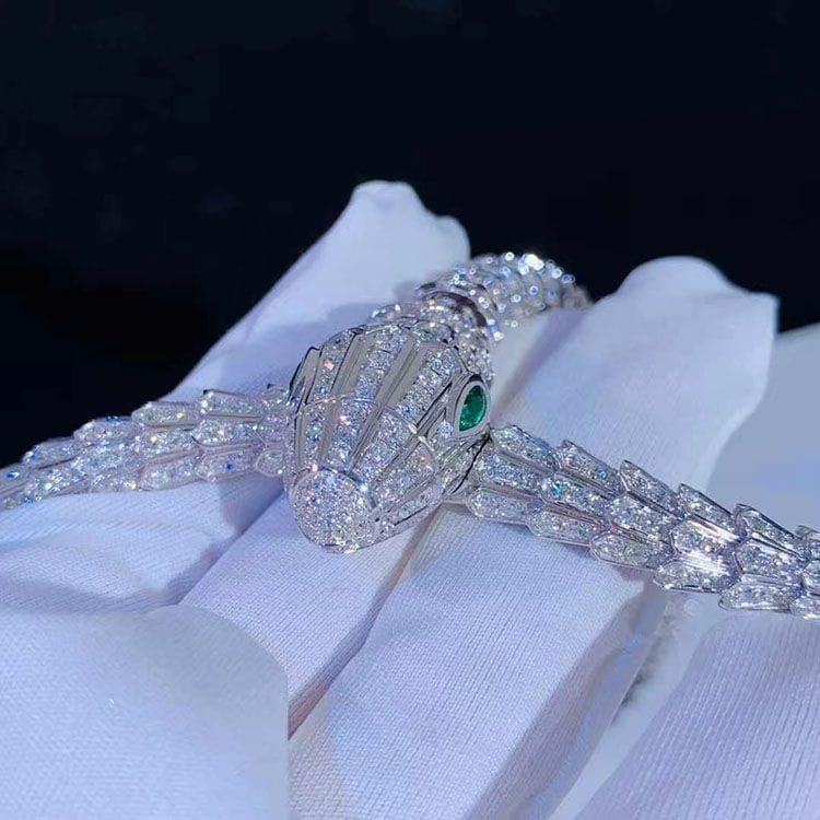 bulgari 18k white gold full pave diamond high jewelry serpenti necklace 2