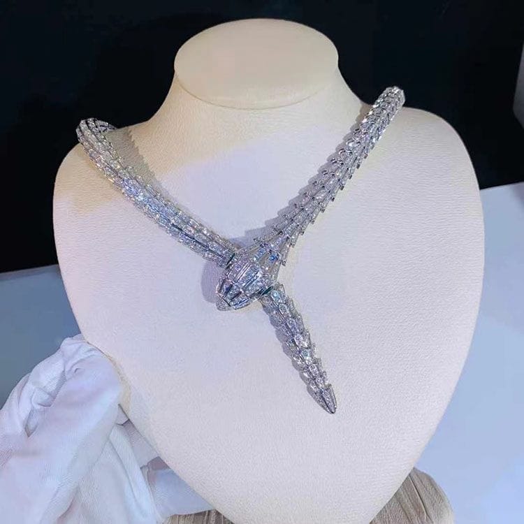 bulgari 18k white gold full pave diamond high jewelry serpenti necklace 3