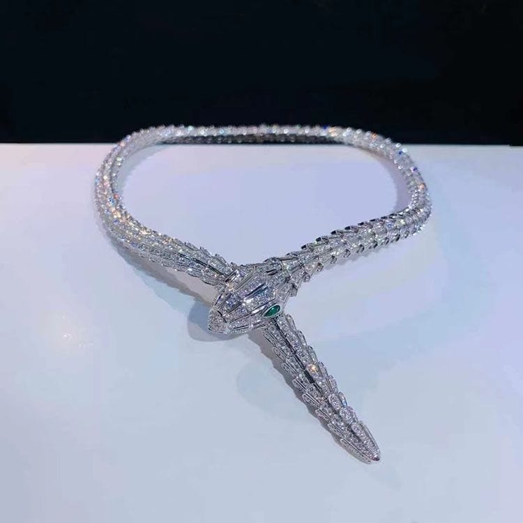 bulgari 18k white gold full pave diamond high jewelry serpenti necklace 4