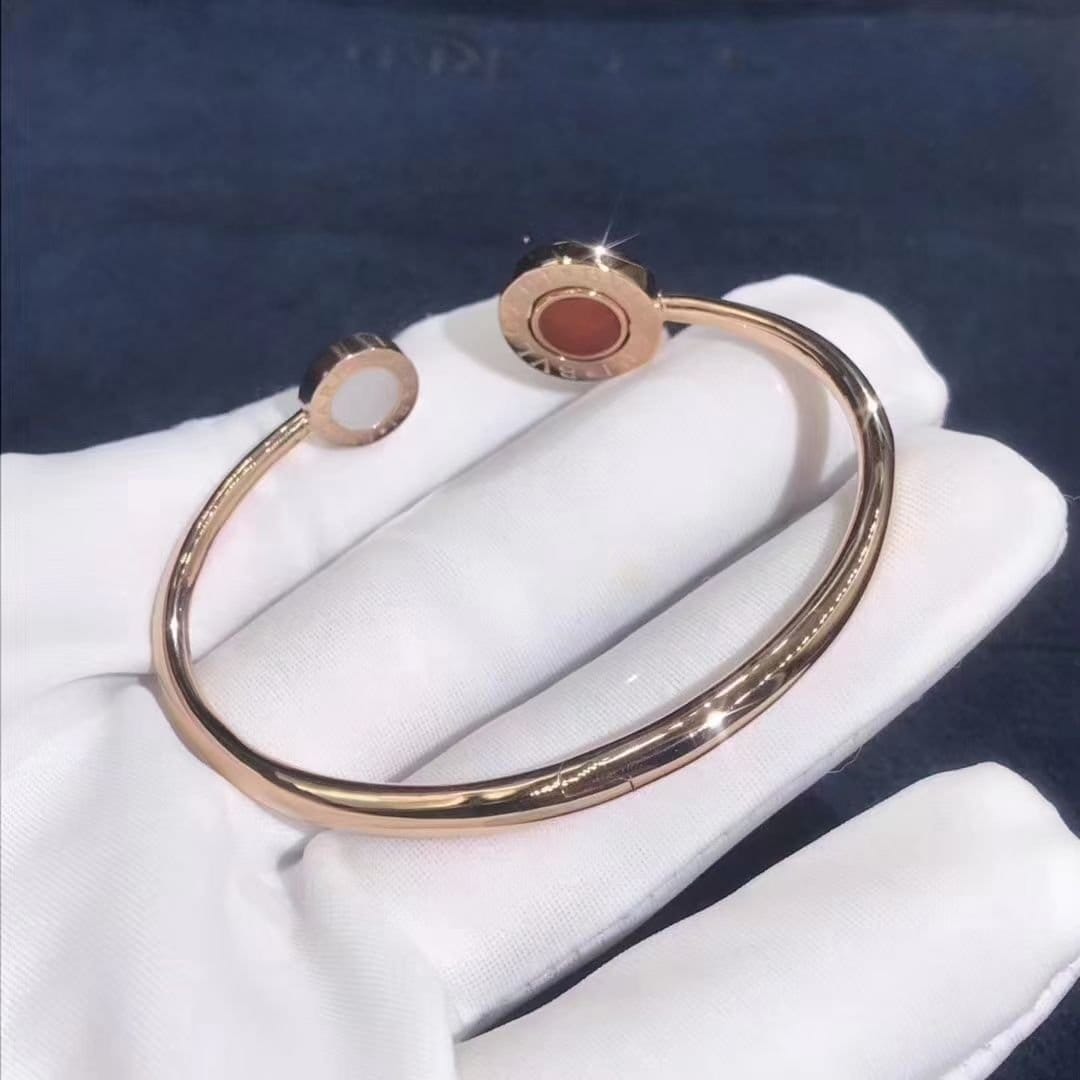 bvlgari 18k rose gold carnelian and mother of pearl bracelet 2