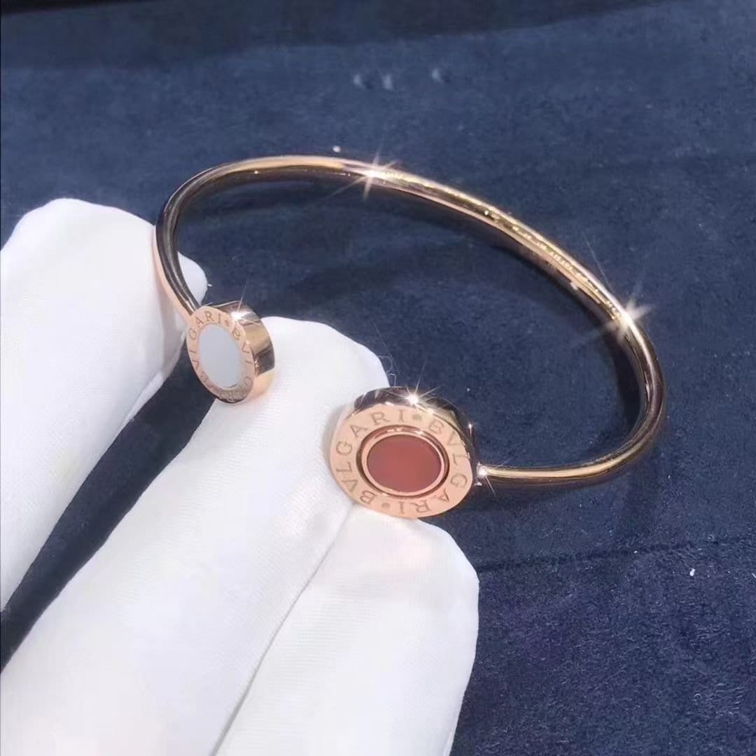 bvlgari 18k rose gold carnelian and mother of pearl bracelet 3