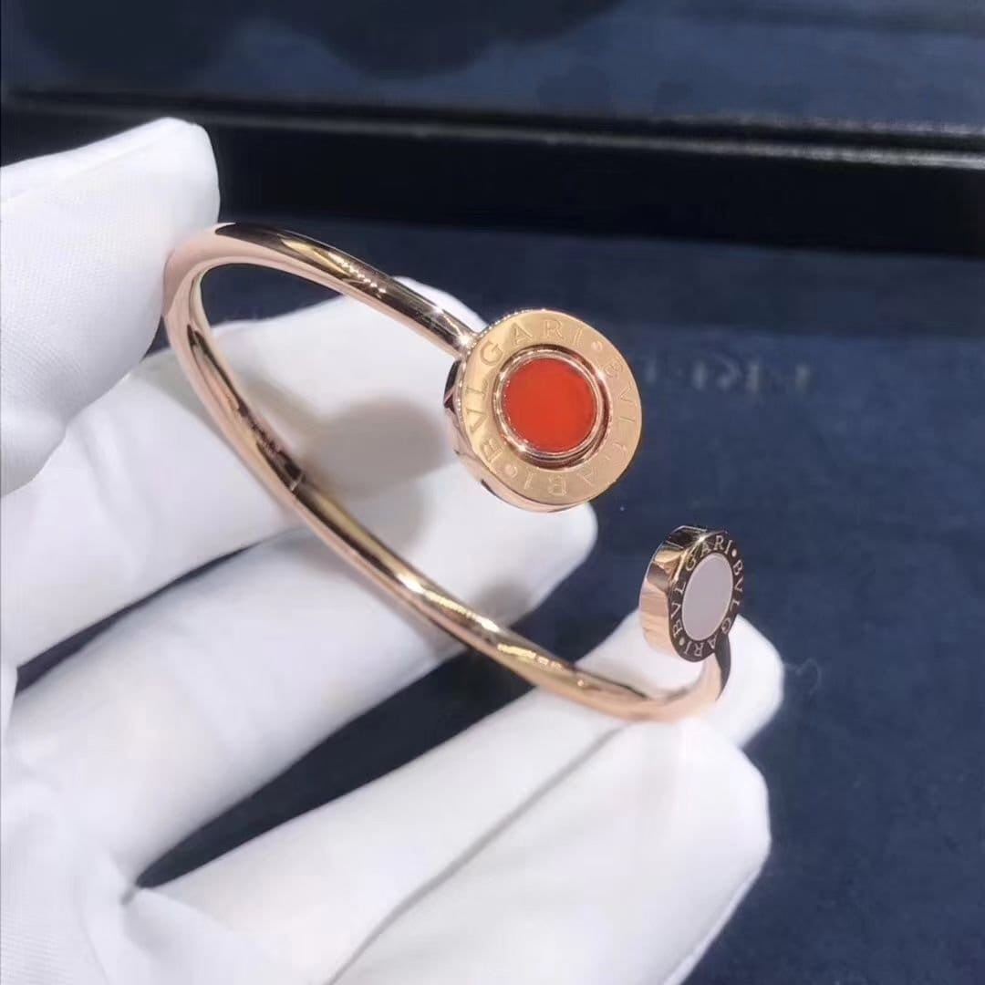 bvlgari 18k rose gold carnelian and mother of pearl bracelet