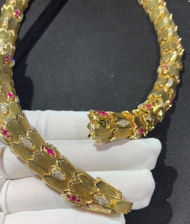 bvlgari 18k gold diamond ruby serpenti high jewelry necklace 2