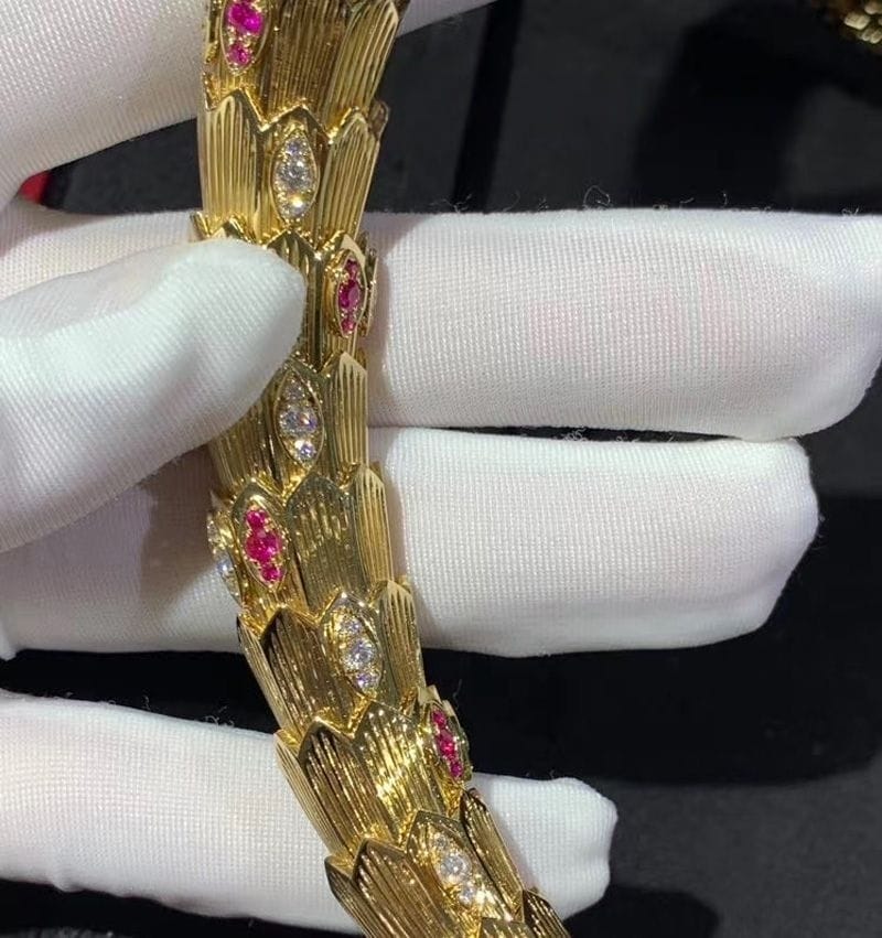 bvlgari 18k gold diamond ruby serpenti high jewelry necklace 3