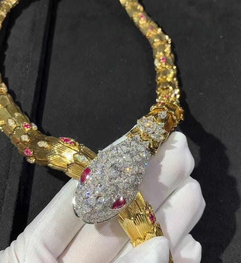 bvlgari 18k gold diamond ruby serpenti high jewelry necklace 5
