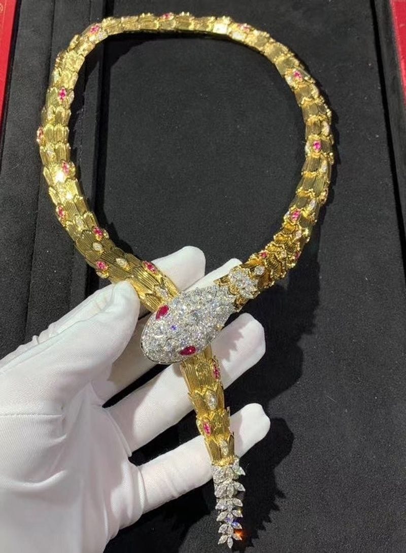 bvlgari 18k gold diamond ruby serpenti high jewelry necklace 6