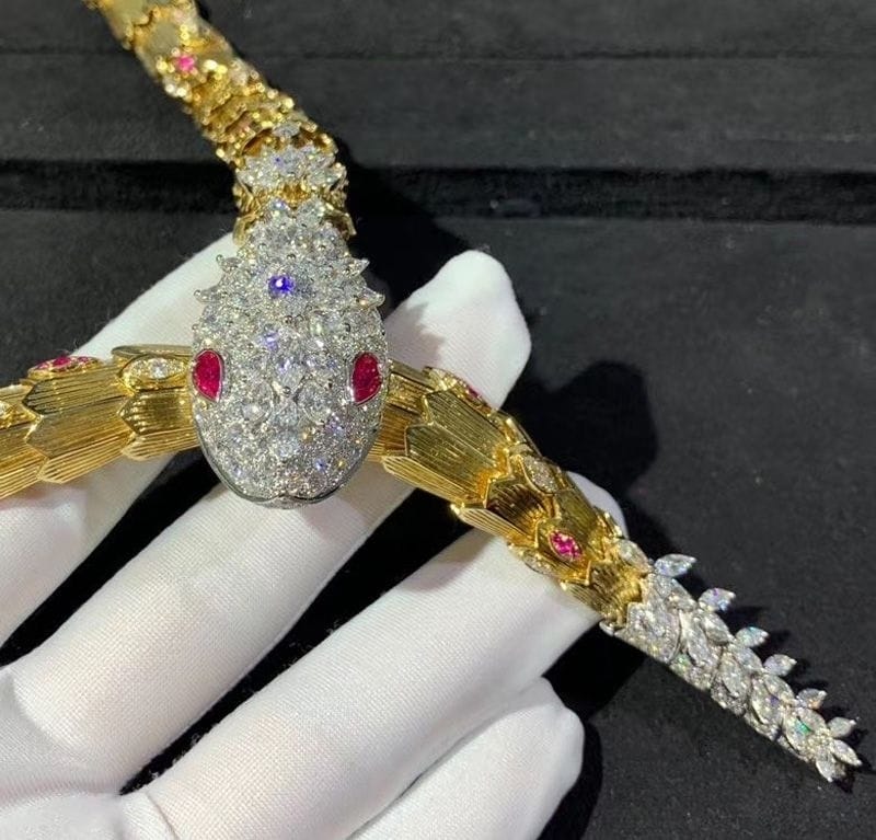 bvlgari 18k gold diamond ruby serpenti high jewelry necklace 7