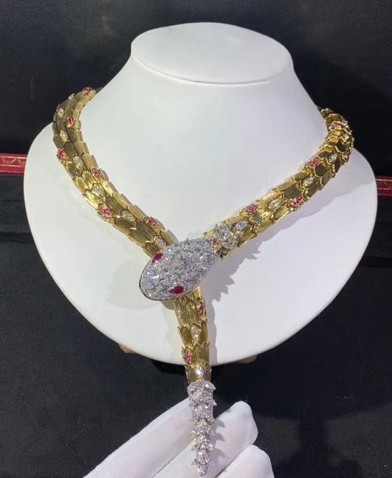 bvlgari 18k gold diamond ruby serpenti high jewelry necklace 8