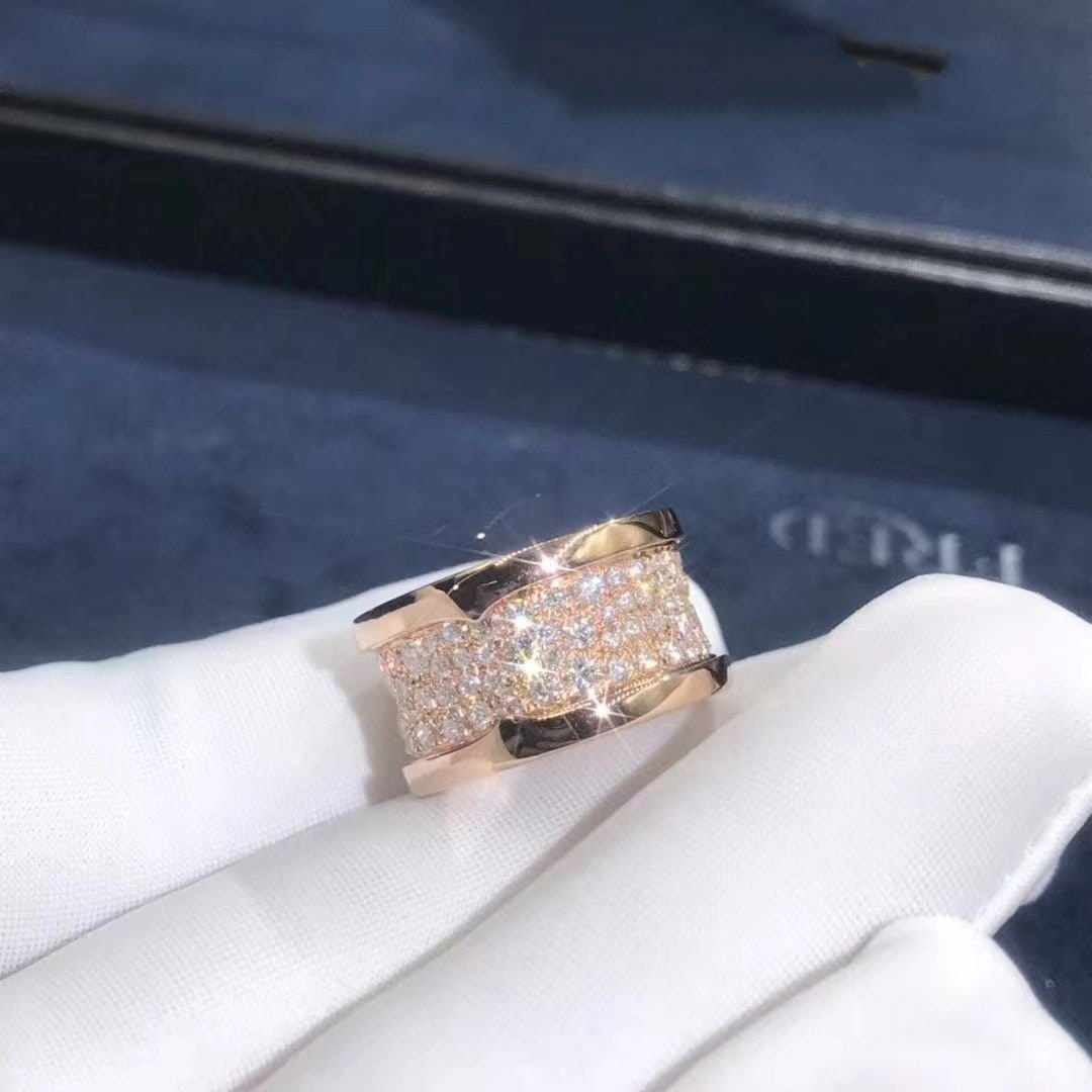 bvlgari 18k rose gold full pave diamond b.zero1 ring 345589 2