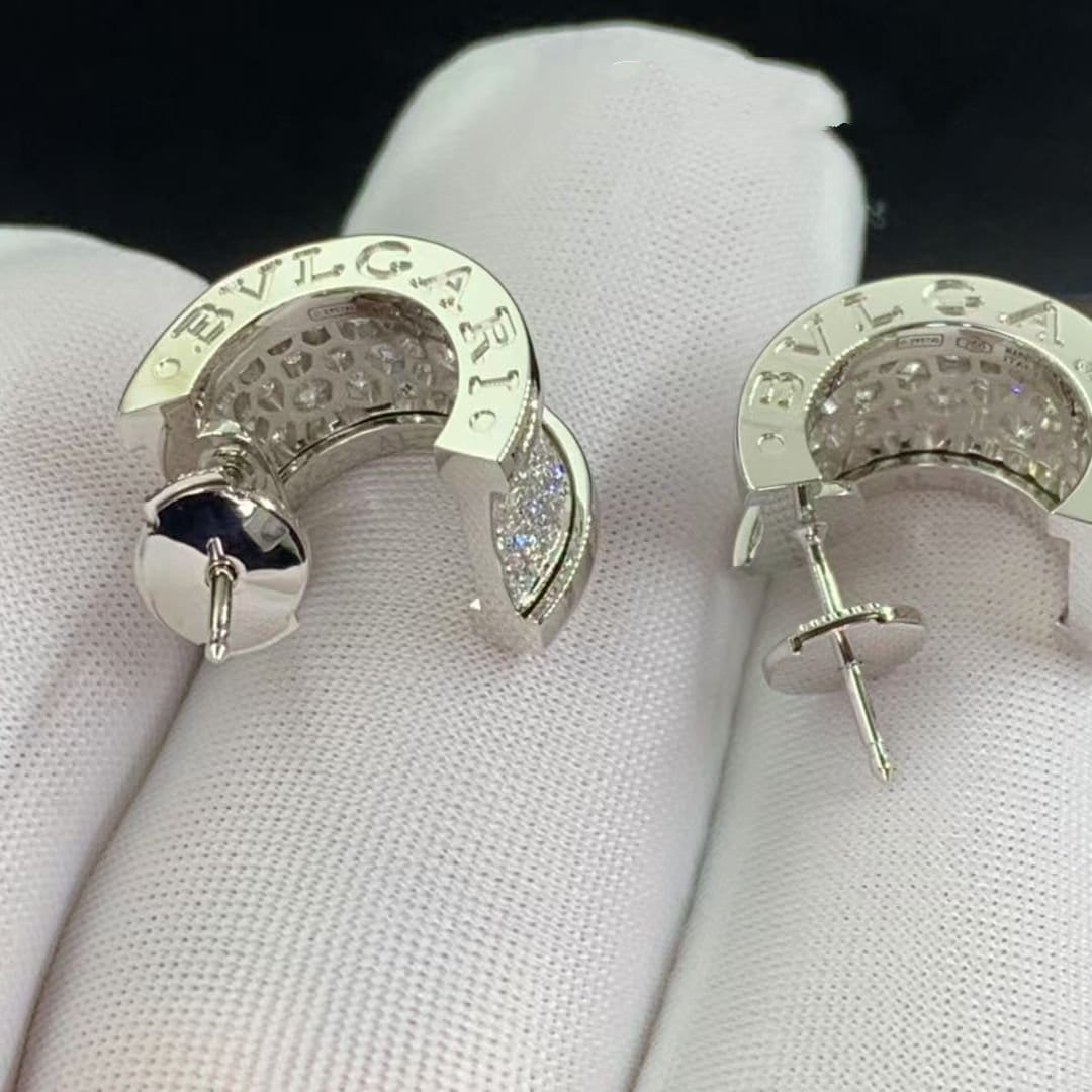 bvlgari 18k white gold full pave diamond b.zero1 hoop earrings 2