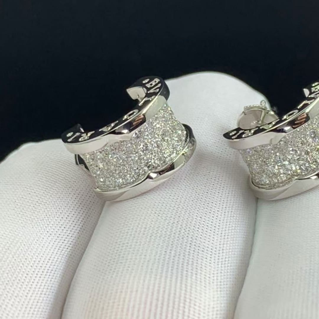 bvlgari 18k white gold full pave diamond b.zero1 hoop earrings 3