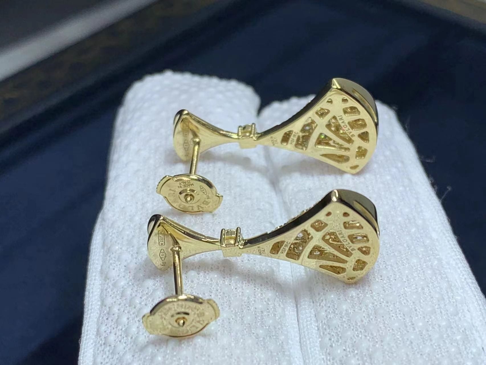 bvlgari divas dream 18k yellow gold pave diamonds earrings 2