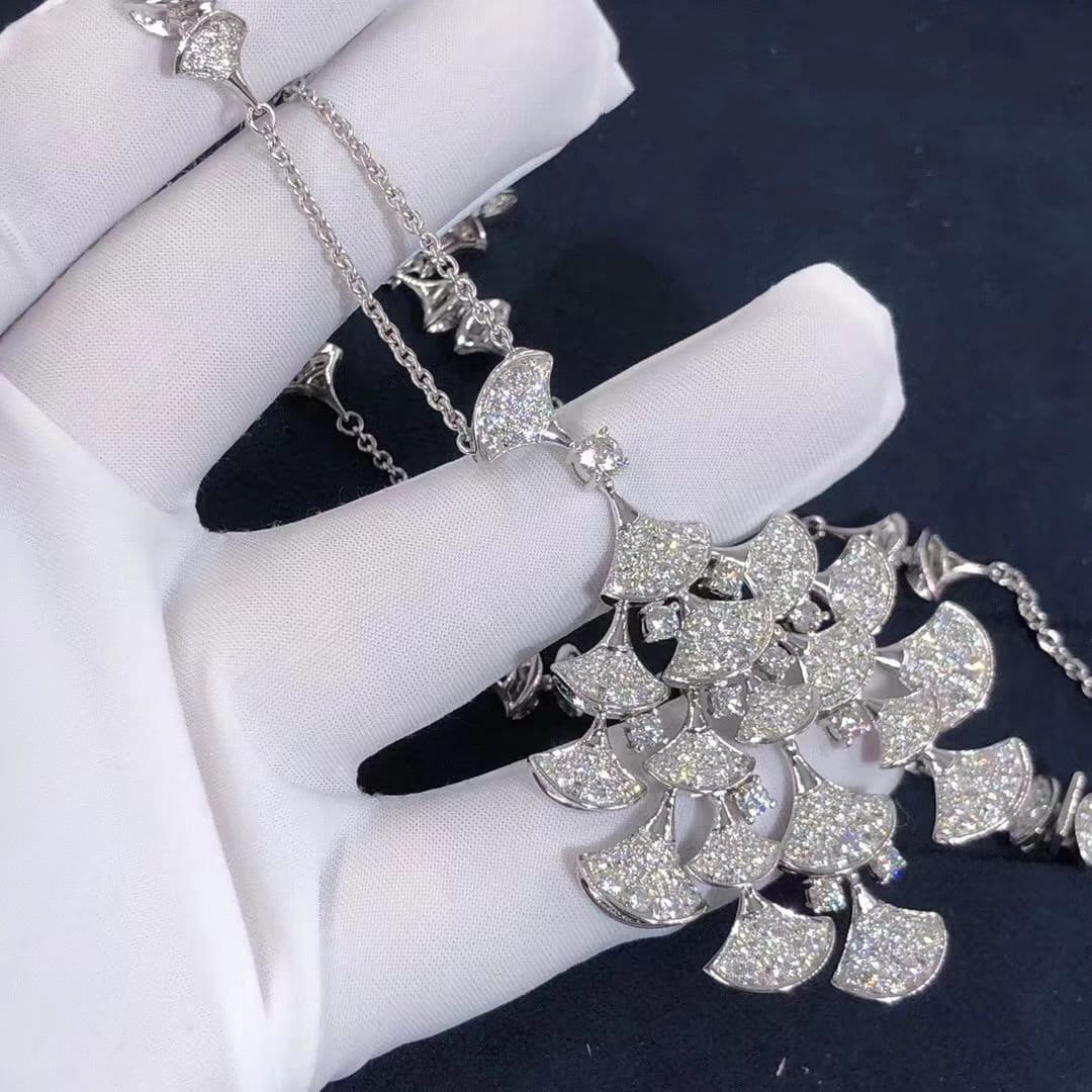 bvlgari divas dream 18k white gold full pave diamonds pendant necklace 2