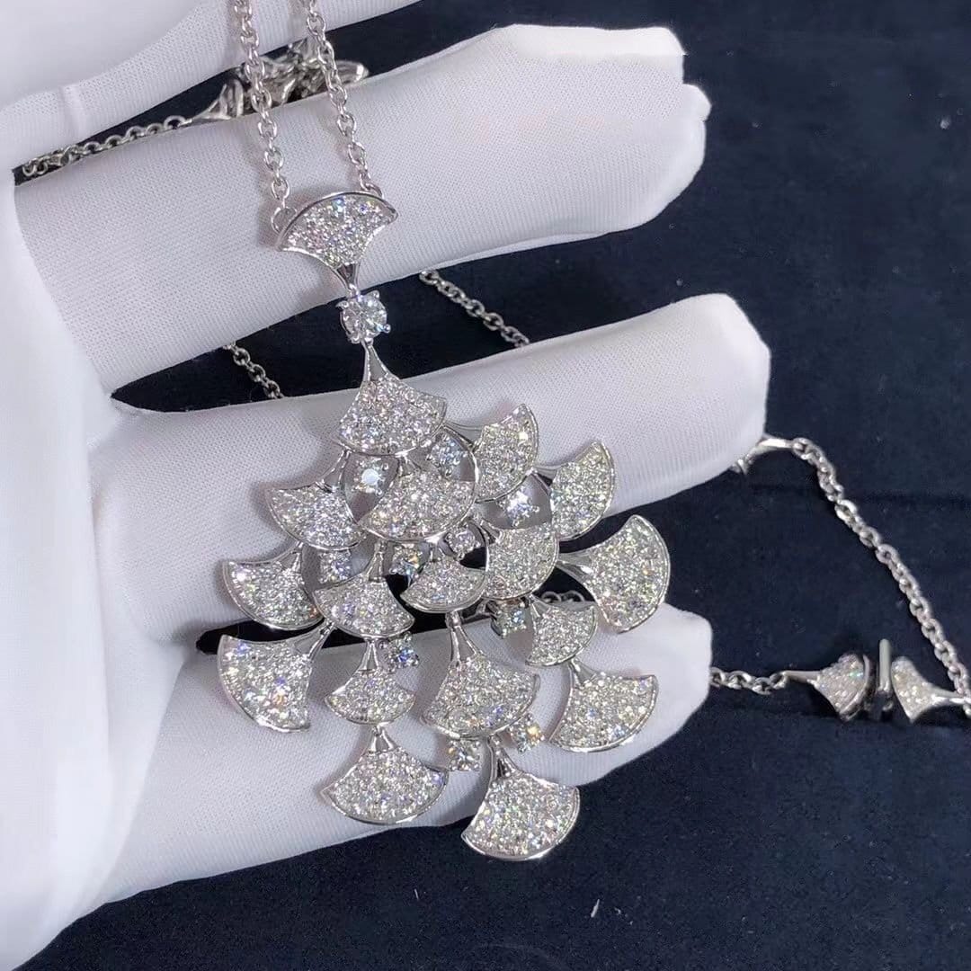 bvlgari divas dream 18k white gold full pave diamonds pendant necklace 3