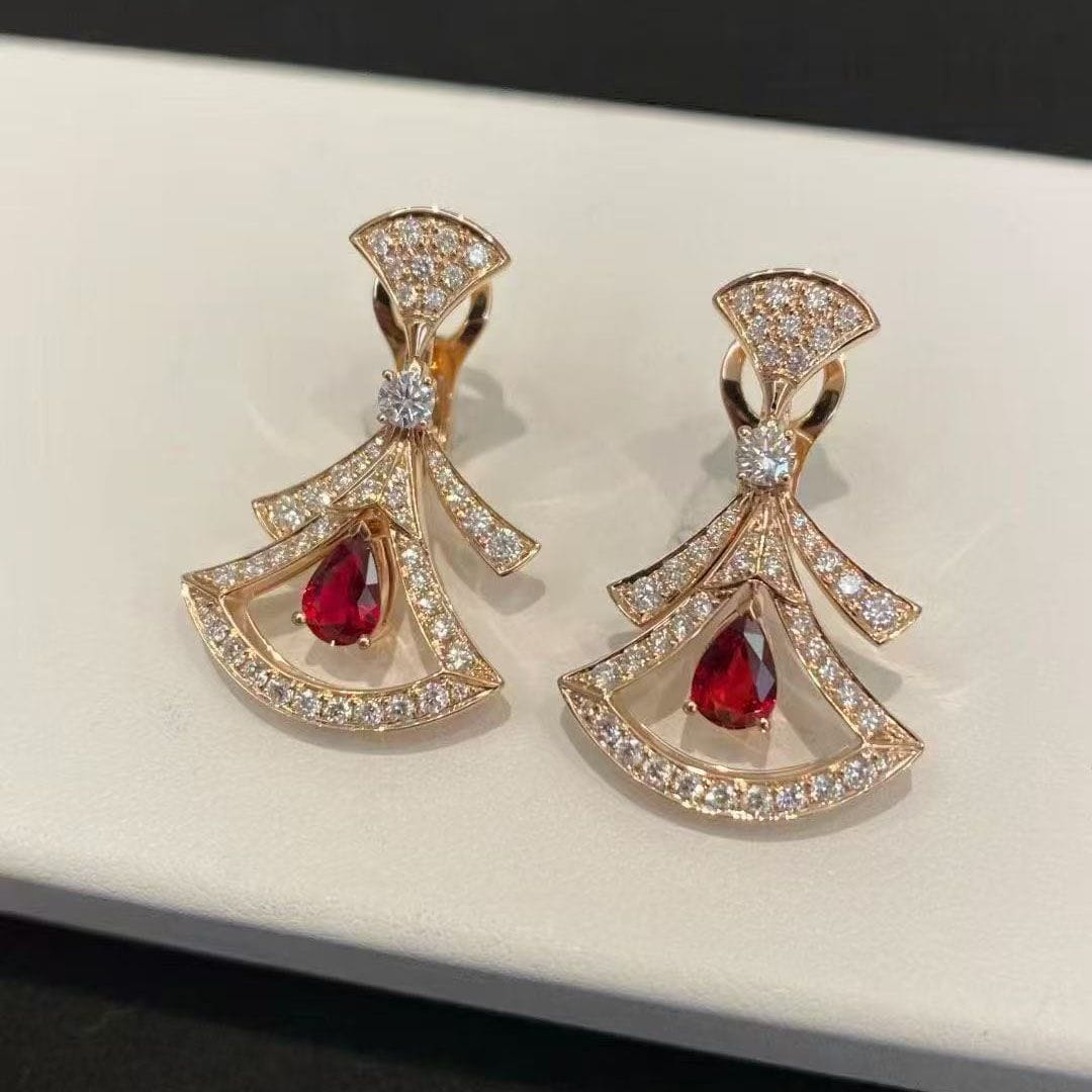 bvlgari divas dream diamond 18k rose gold ruby earrings 356954 2