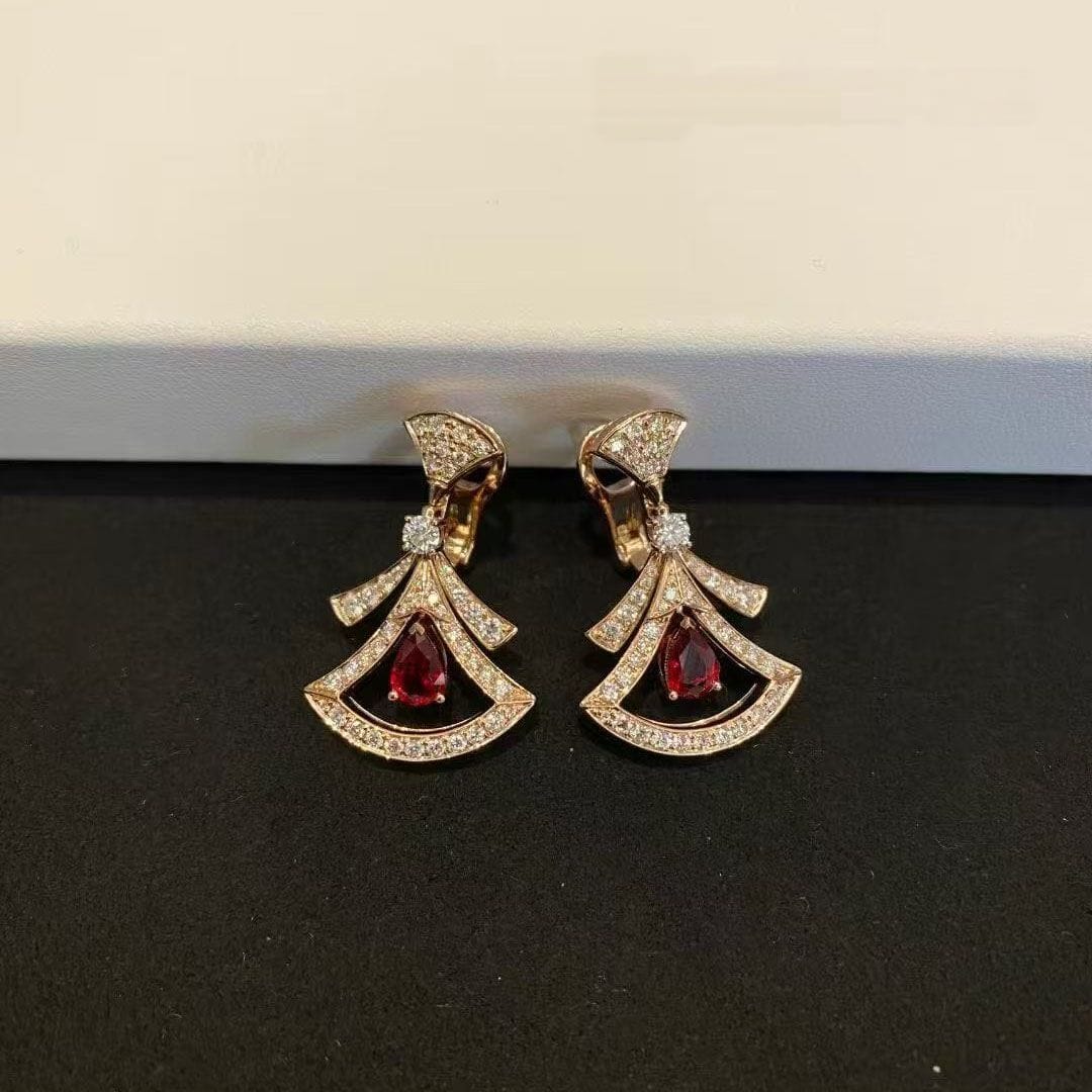 bvlgari divas dream diamond 18k rose gold ruby earrings 356954 3