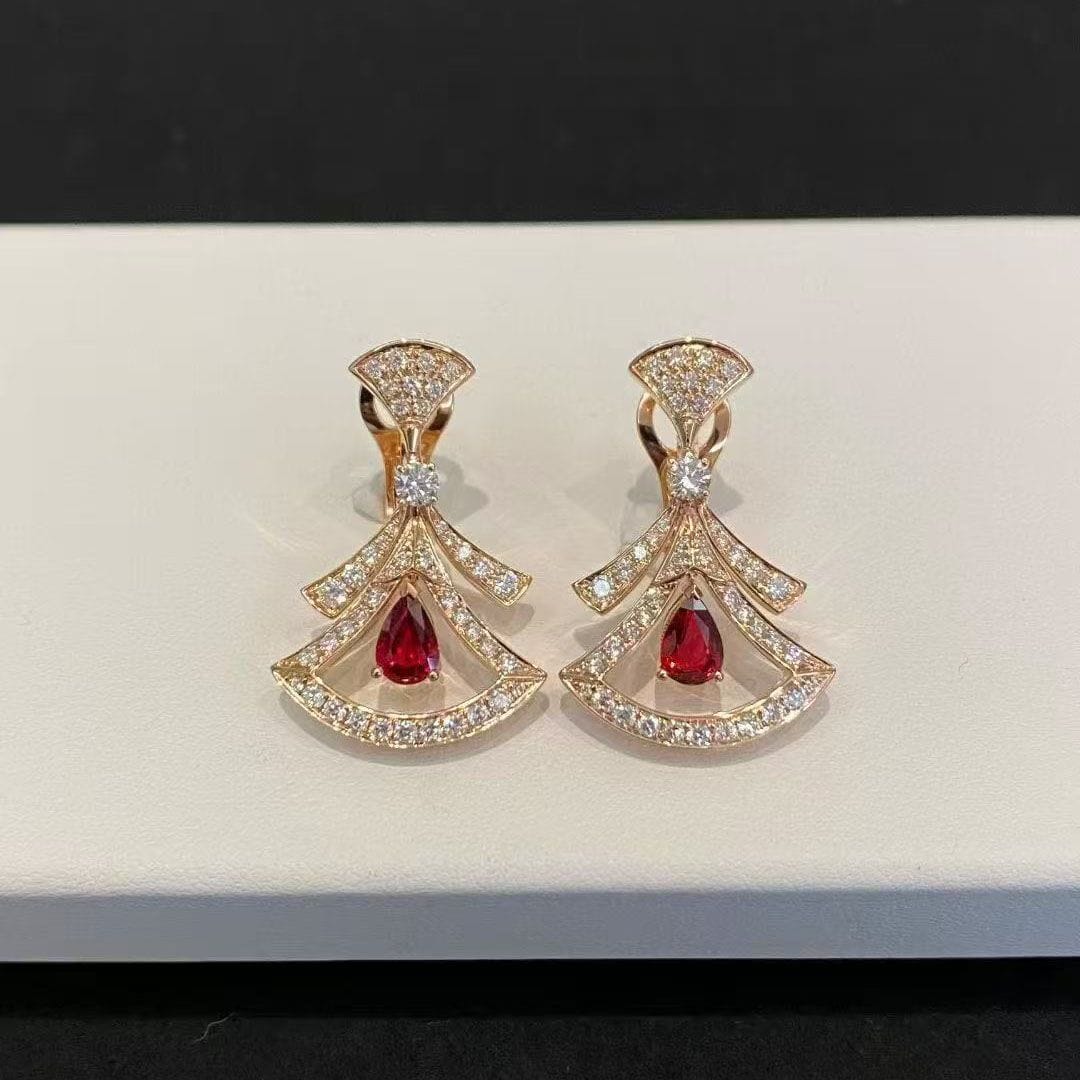 bvlgari divas dream diamond 18k rose gold ruby earrings 356954