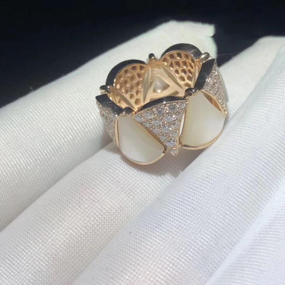 bvlgari divas dream diamond mother of pearl 18k rose gold ring