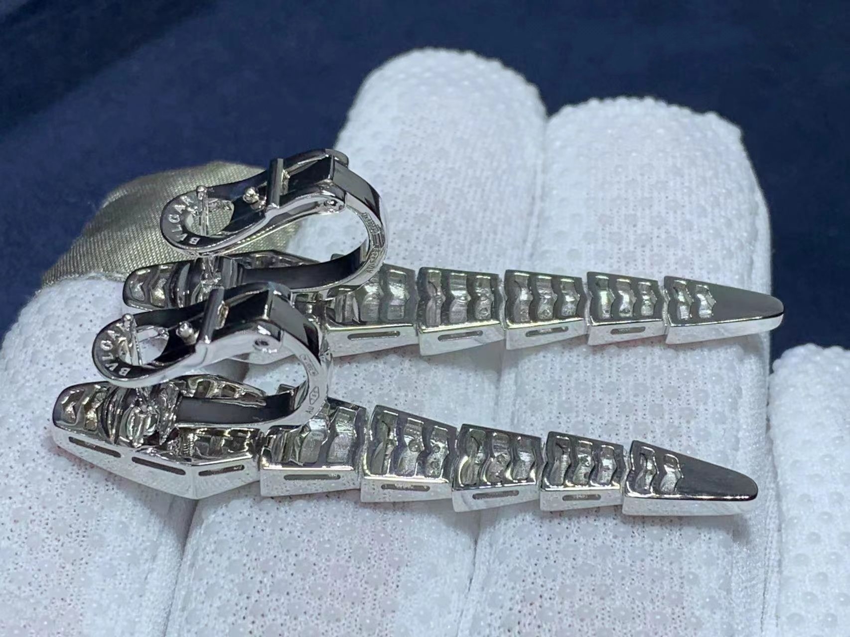 bvlgari serpenti viper 18k white gold full pave diamonds drop earrings 3