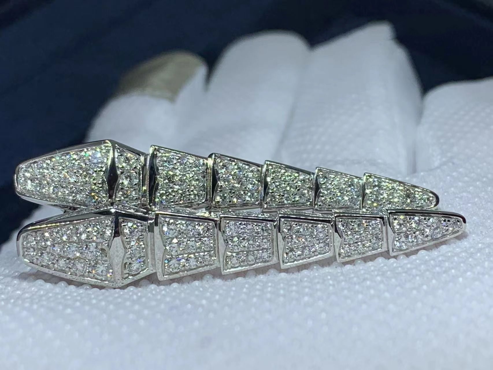 bvlgari serpenti viper 18k white gold full pave diamonds drop earrings 5