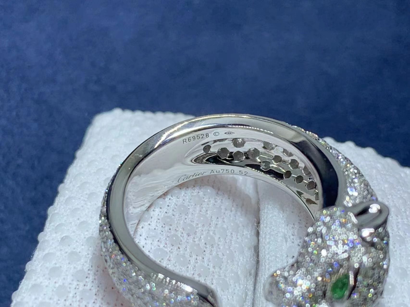 cartier 18k white gold 285 damond paved panthere de cartier ring n4225200 1