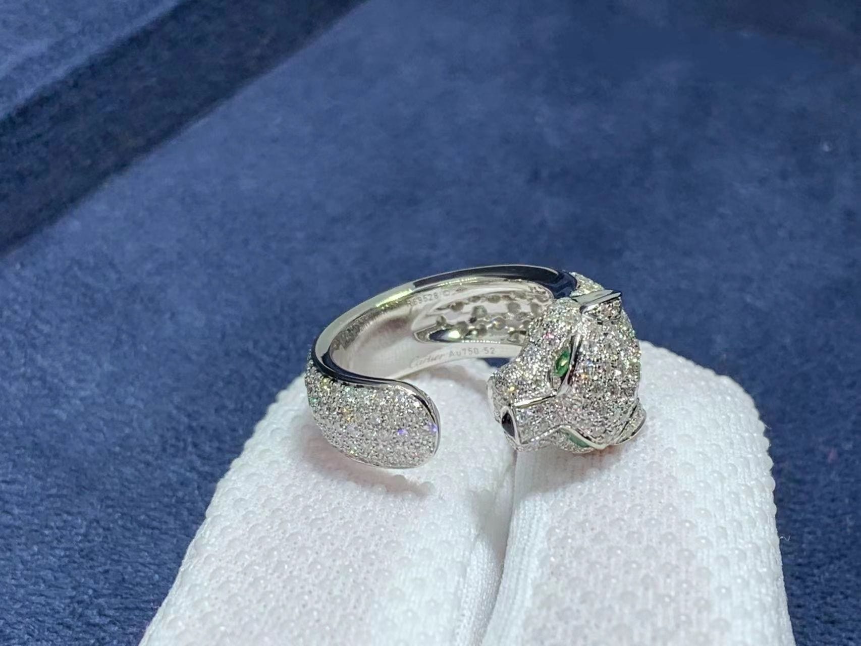 cartier 18k white gold 285 damond paved panthere de cartier ring n4225200 2