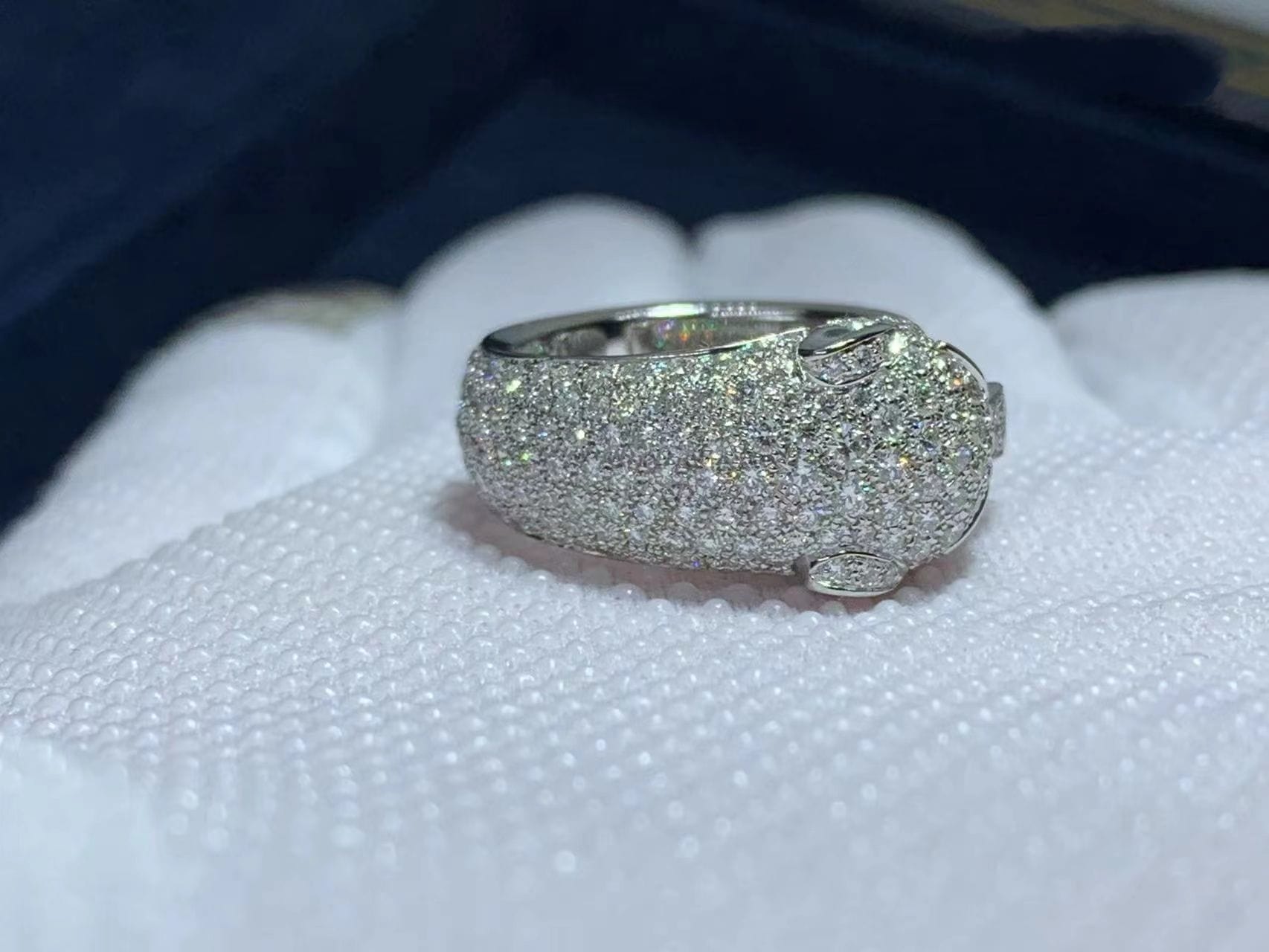 cartier 18k white gold 285 damond paved panthere de cartier ring n4225200 3
