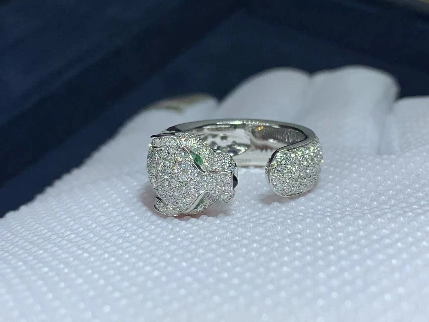 cartier 18k white gold 285 damond paved panthere de cartier ring n4225200 4