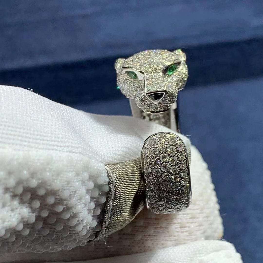 cartier 18k white gold 285 damond paved panthere de cartier ring n4225200
