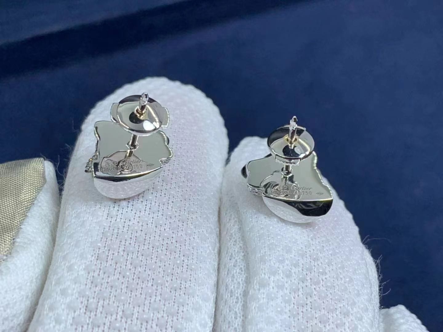 cartier 18k white gold pave diamond panthere de cartier stud earrings n8050700 3
