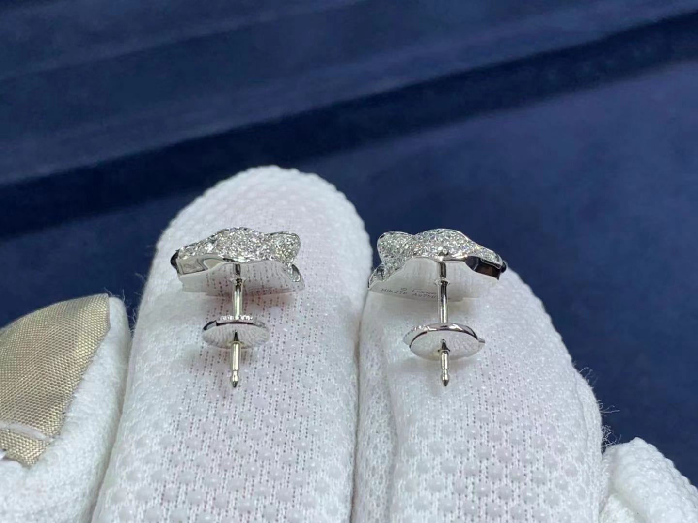 cartier 18k white gold pave diamond panthere de cartier stud earrings n8050700 4