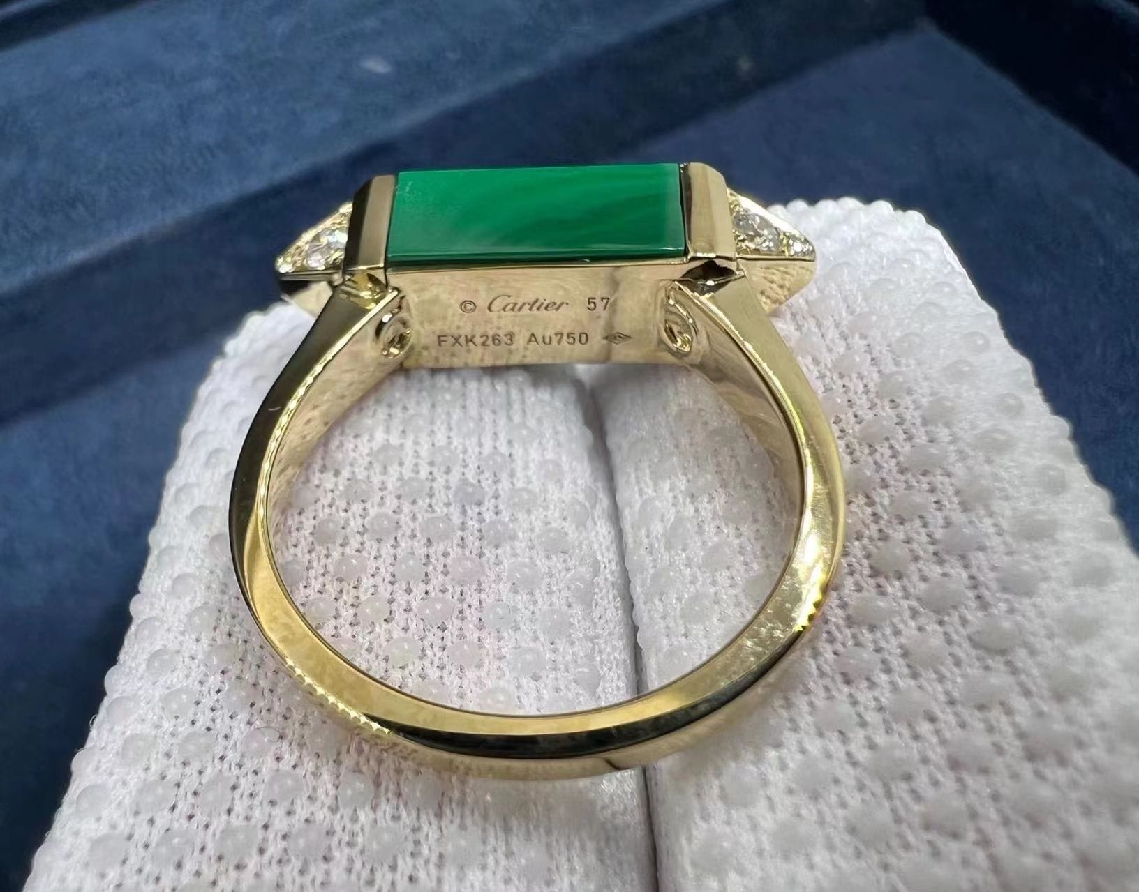 cartier 18k yellow gold diamond malachite les berlingots de cartier ring b4235500 2