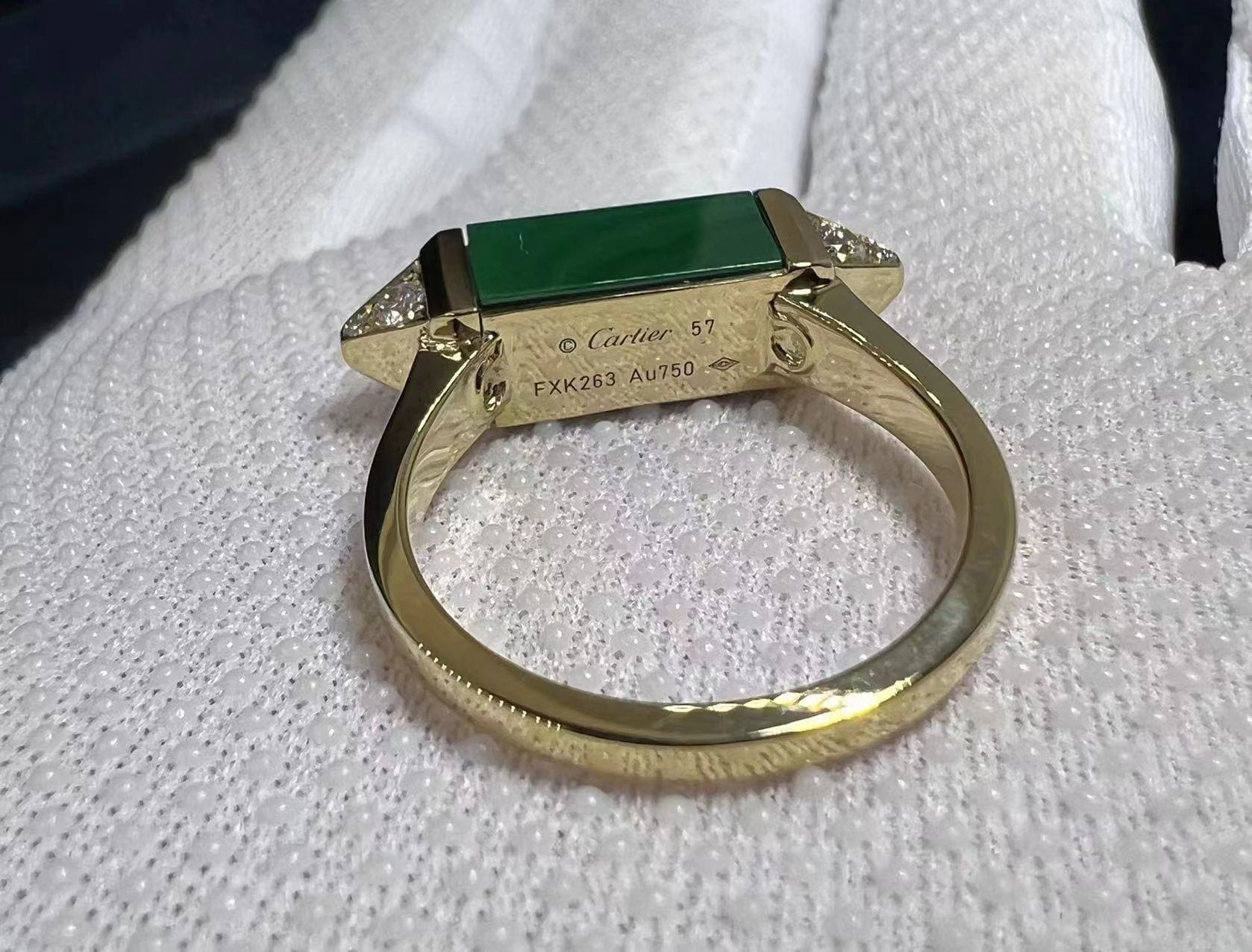 cartier 18k yellow gold diamond malachite les berlingots de cartier ring b4235500 8