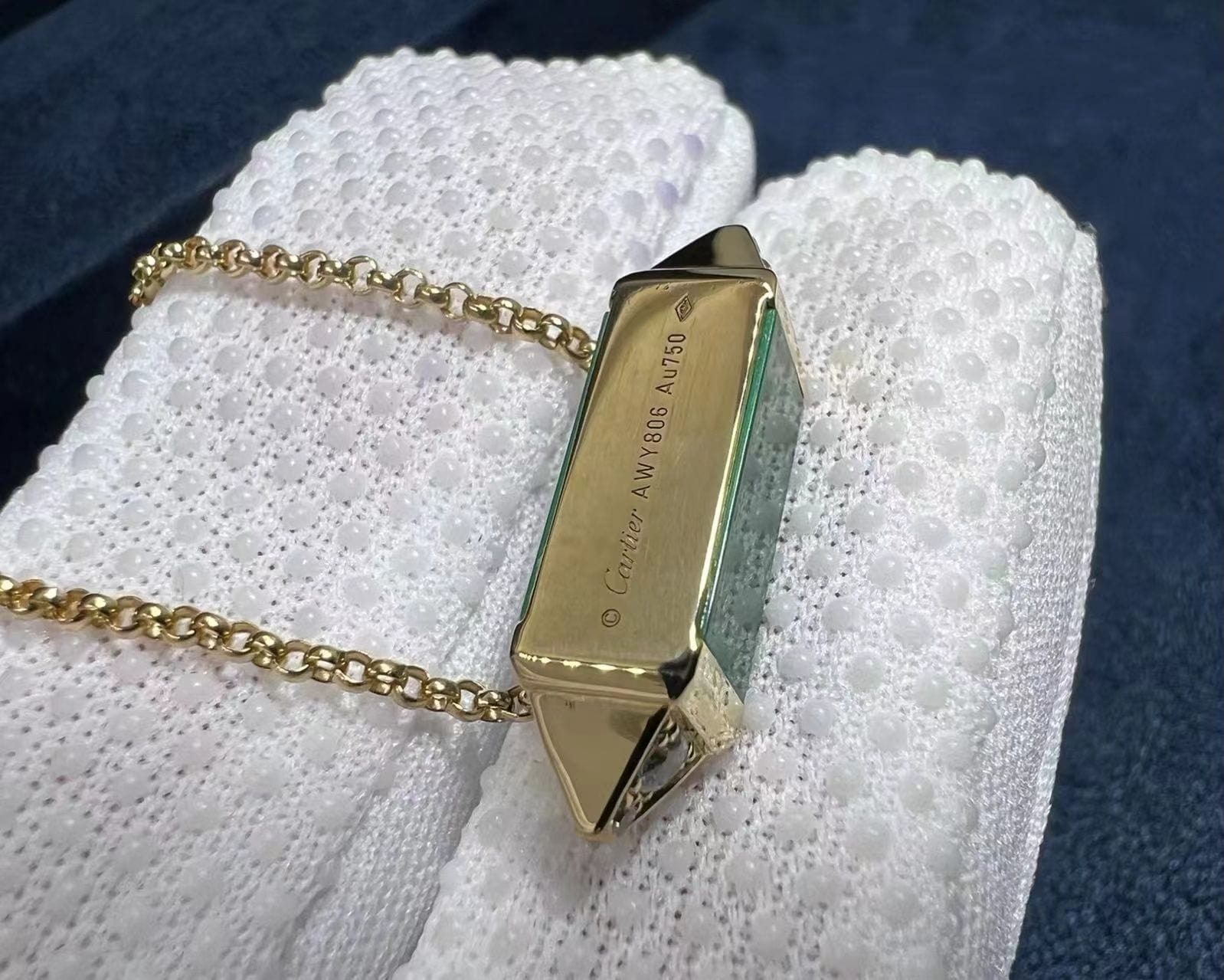 cartier 18k yellow gold diamond malachite medium model les berlingots de cartier necklace b7224782 1