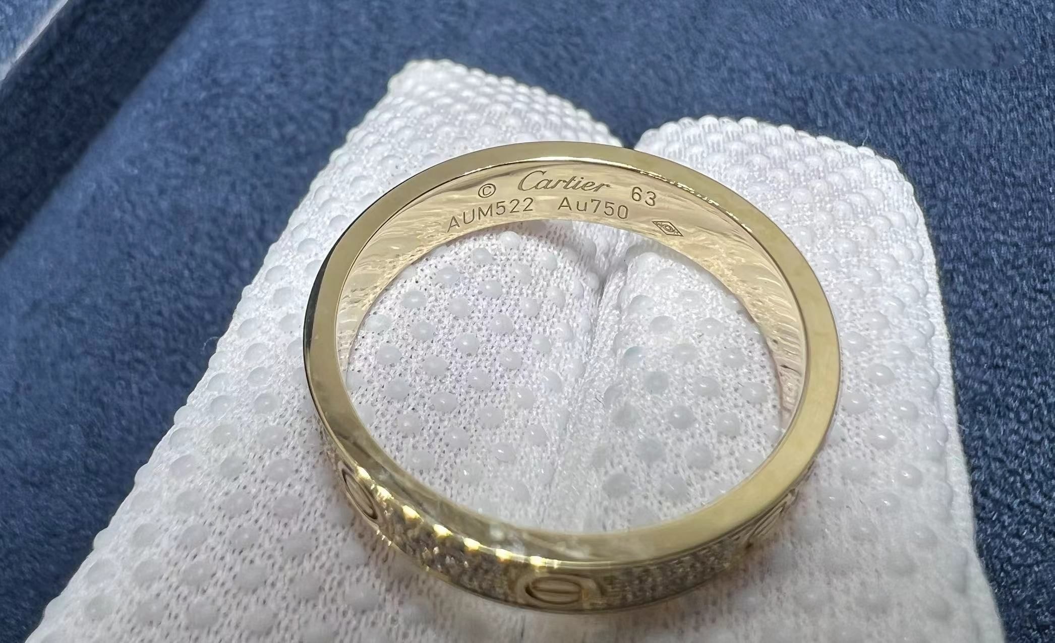 cartier 18k yellow gold diamond paved love wedding band ring b4083300 2
