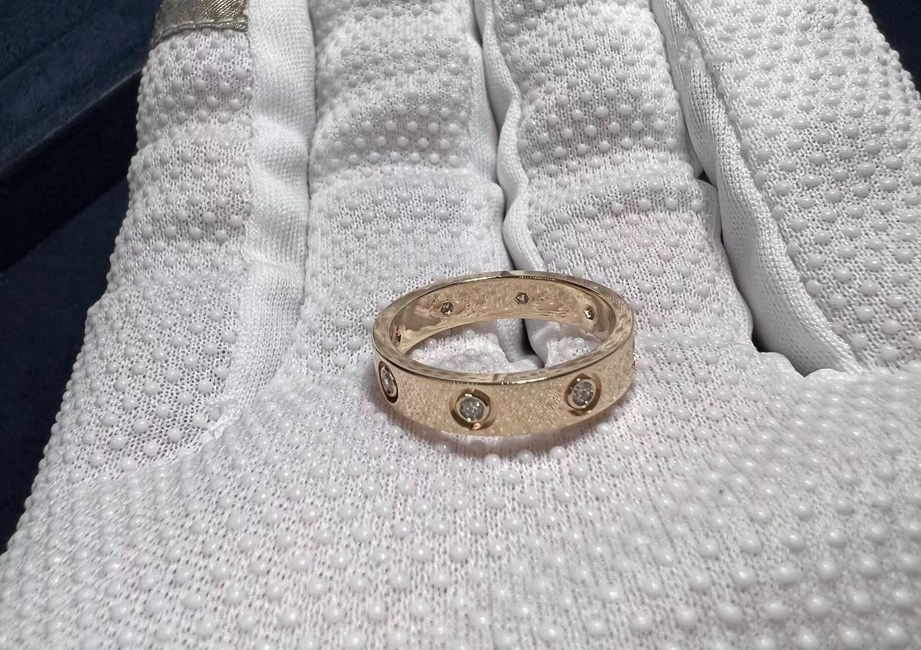 cartier 18k rose gold 4mm band 8 diamond love ring b4050800 3